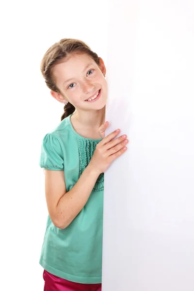 Portrait de belle petite fille. Isolé sur blanc — Photo