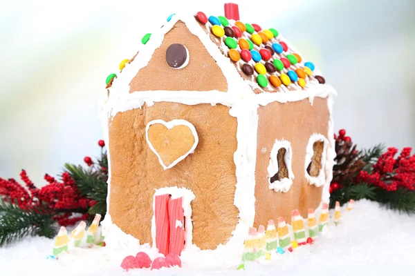 Gingerbread house on light background — Stock Photo, Image