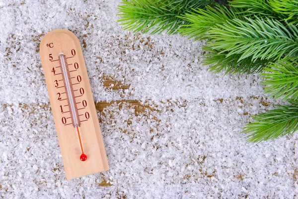 Termómetro en primer plano de nieve — Foto de Stock