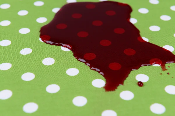 Spilled wine on tablecloth close-up — Stock Photo, Image