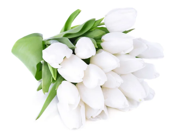 Hermoso ramo de tulipanes blancos aislados en blanco —  Fotos de Stock