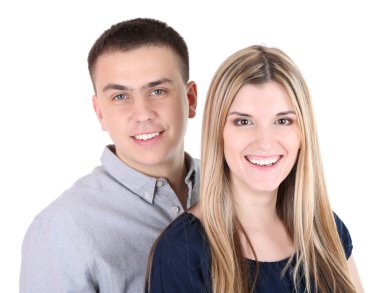 sevgi dolu çift üzerinde beyaz izole