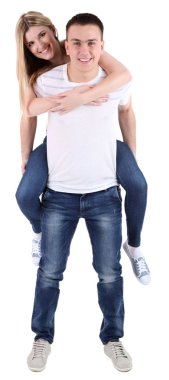 sevgi dolu çift üzerinde beyaz izole