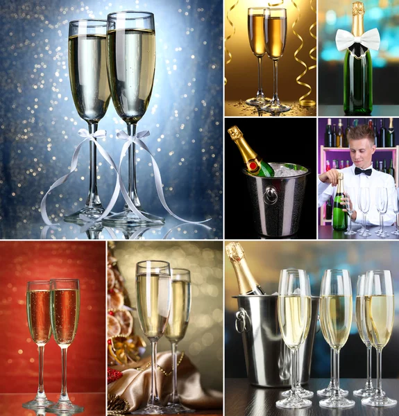 Champagner-Collage — Stockfoto