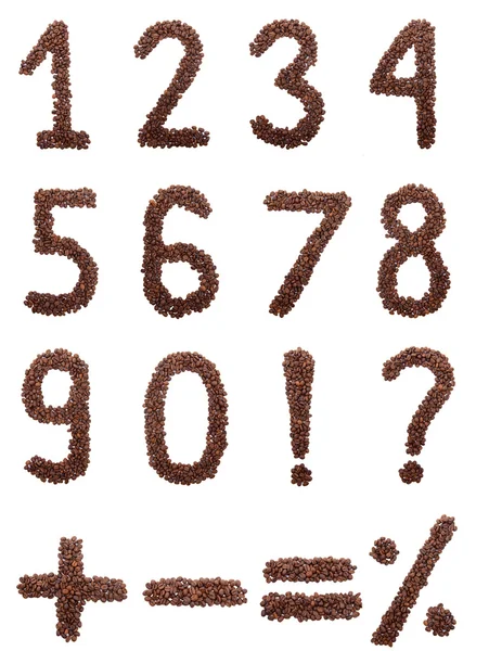 Coffee numbers isolated on white — Stock Photo, Image