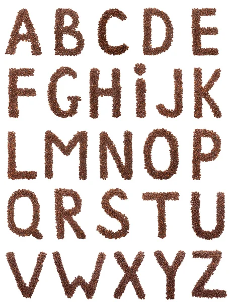 Kaffee-Alphabet isoliert auf Weiß — Stockfoto