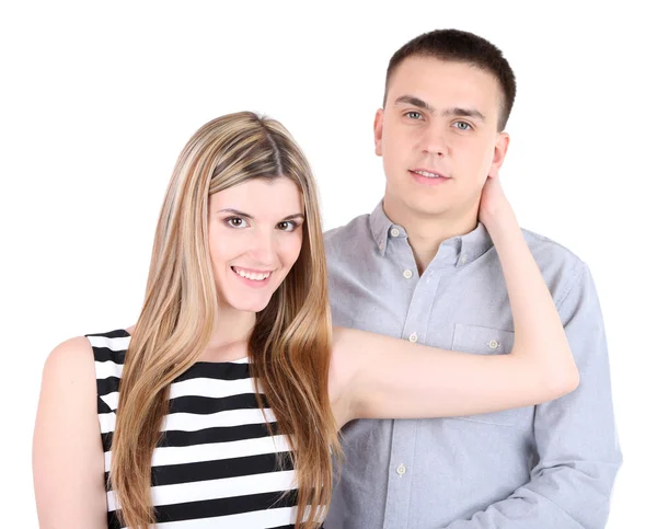 Loving couple isolated on white — Stock Photo, Image