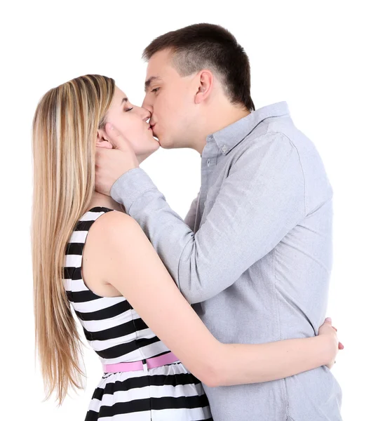 Loving couple isolated on white — Stock Photo, Image