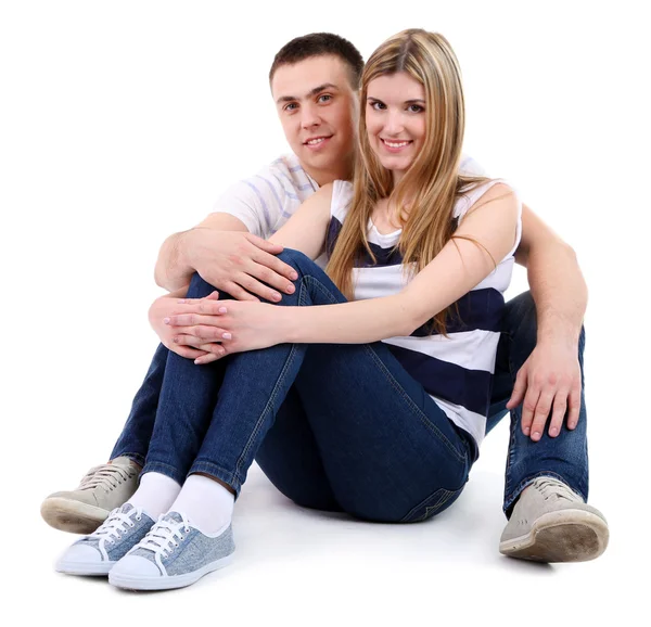 Loving couple isolated on white — Stock Photo, Image