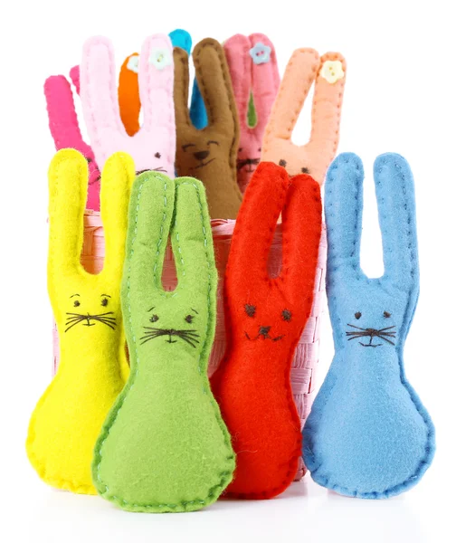 Funny handmade Easter rabbits, isolated on white — Stock Photo, Image