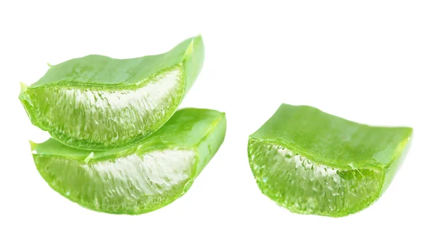 Свежие зеленые листья алоэ, изолированные на белом — стоковое фото