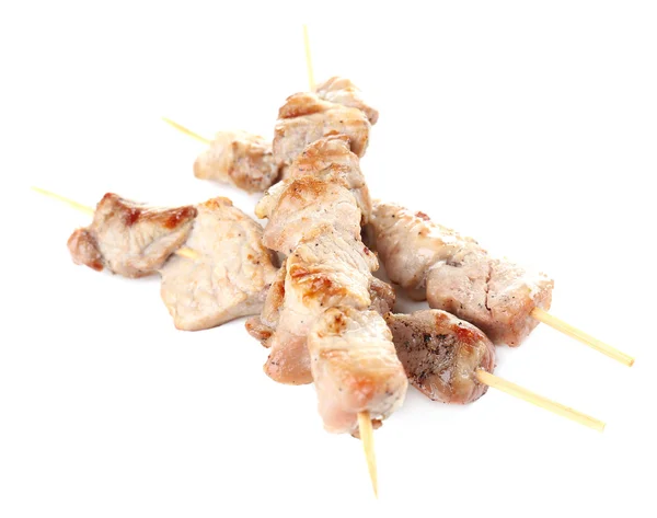 Svinekjøtt kebab isolert på hvitt – stockfoto