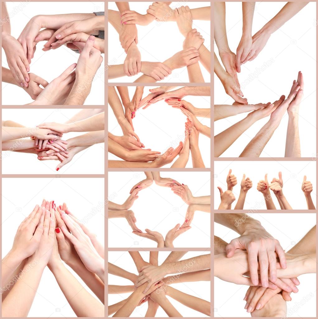 Collage of young people's hands