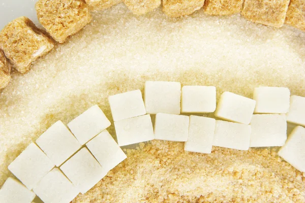 Słodzik z bliska biały i brązowy cukier — Zdjęcie stockowe