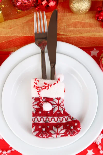 Serving Christmas table close-up — Stock Photo, Image