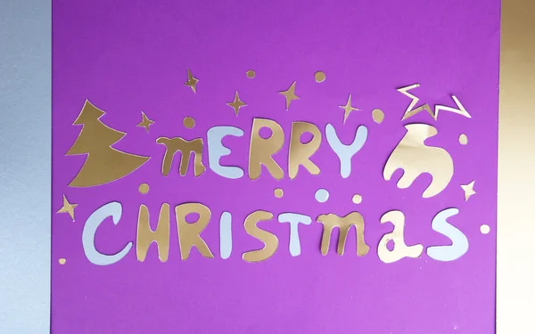 Feliz Natal lettering no fundo roxo — Fotografia de Stock