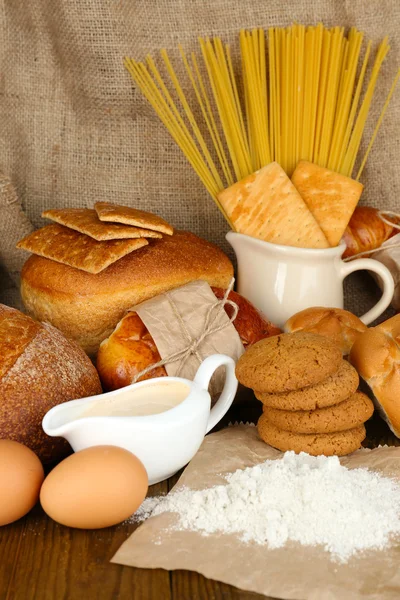 Tasty flour products close up — Stock Photo, Image