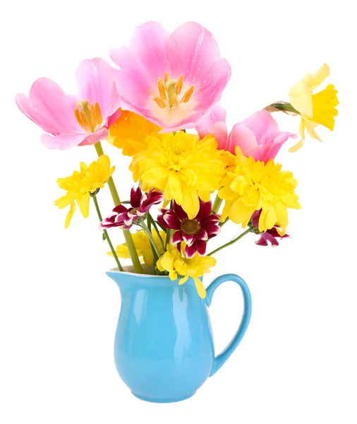 Schöne Blumen in der Vase isoliert auf weiß — Stockfoto