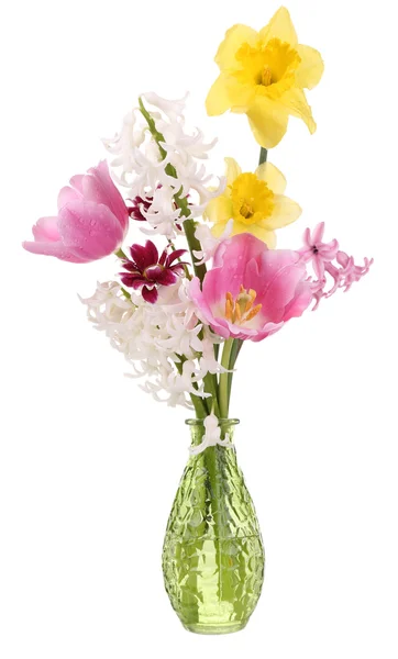 Güzel çiçekler Vazoda beyaz izole — Stok fotoğraf
