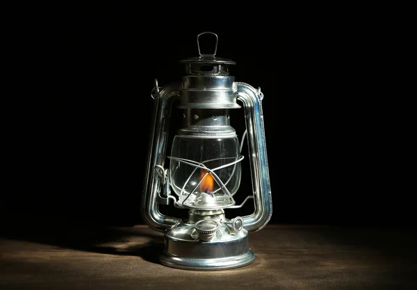 Kerosene lamp on dark grey background — Stock Photo, Image