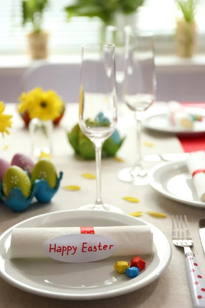 Beautiful holiday Easter table setting — Stock Photo, Image