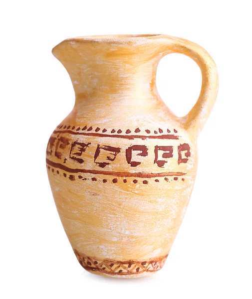 Anfora greca in ceramica, isolata su bianco — Foto Stock