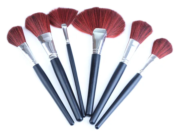 Black make-up brushes isolated on white — Stock Photo, Image