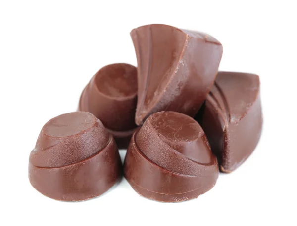 Chutné čokoládové bonbony, izolované na bílém — Stock fotografie