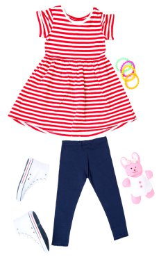 küçük kız, beyaz izole için güzel elbiseler