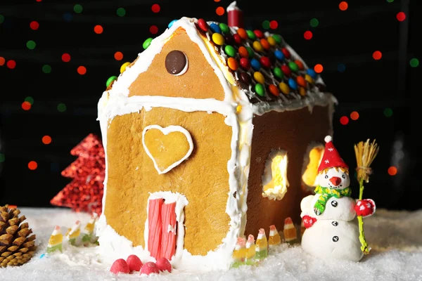 Gingerbread house on dark background — Stock Photo, Image
