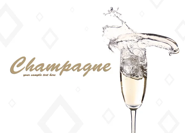 Şampanya ile üzerine beyaz izole sıçrama, — Stok fotoğraf