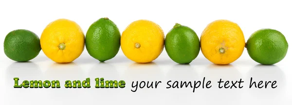 Citroner och limefrukter, isolerad på vit — Stockfoto