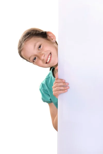 Retrato de menina bonita. Isolado em branco — Fotografia de Stock