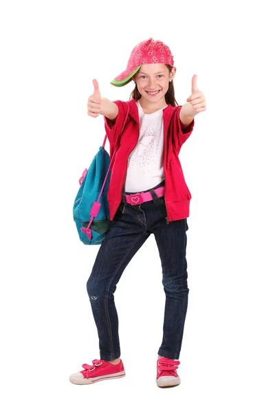 Mooi meisje in sport kleren geïsoleerd op wit — Stockfoto