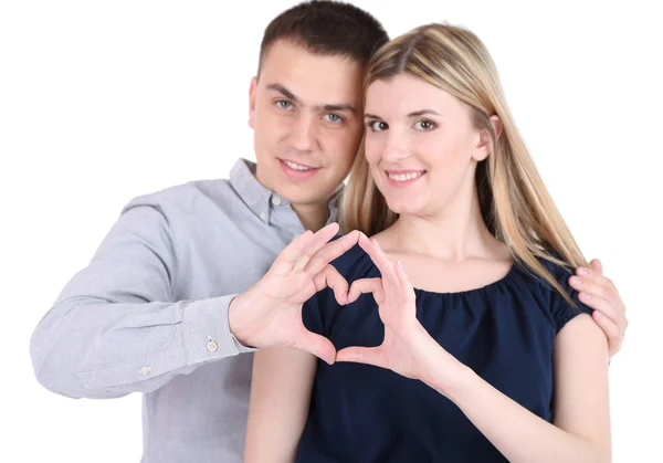 Loving couple isolated on white — Stock Photo, Image