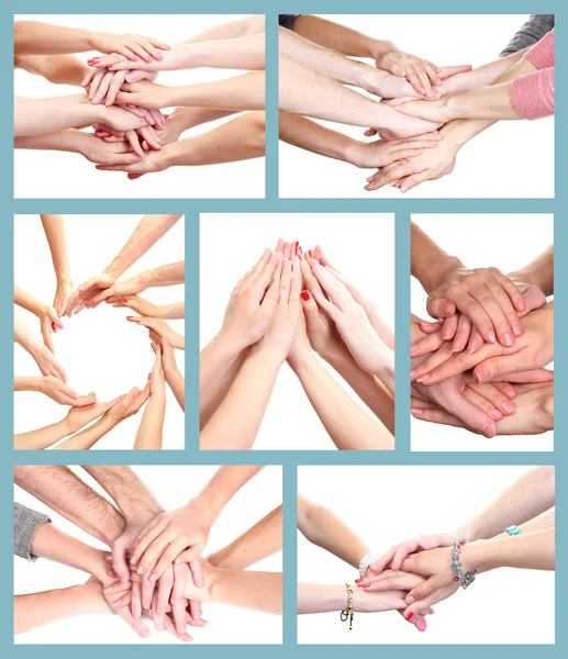 Collage of young people's hands — Stock Photo, Image