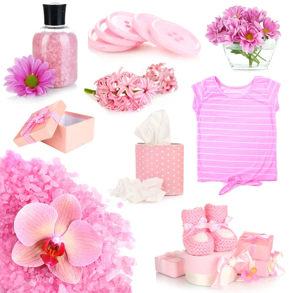 Collage of photos in light pink colors — Stock Photo, Image