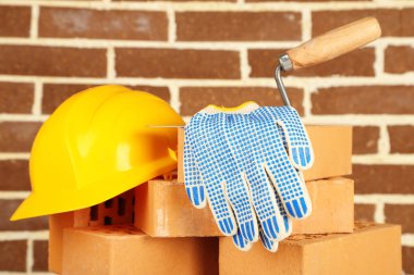 Yeni Tuğlalar ve tuğla duvar arka planda oluşturma araçları