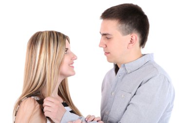 sevgi dolu çift üzerinde beyaz izole