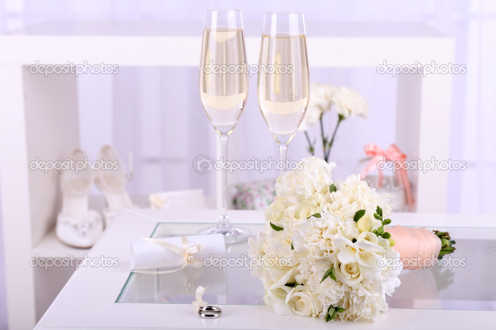 Beautiful wedding still life with  bouquet 