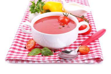 domates çorba ve sebze, üzerinde beyaz izole