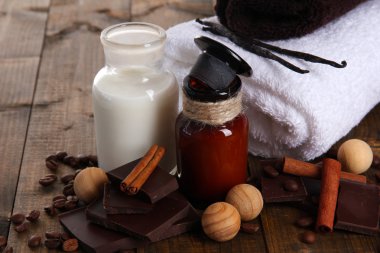 ahşap masa yakın çekim güzel çikolata spa ayarı