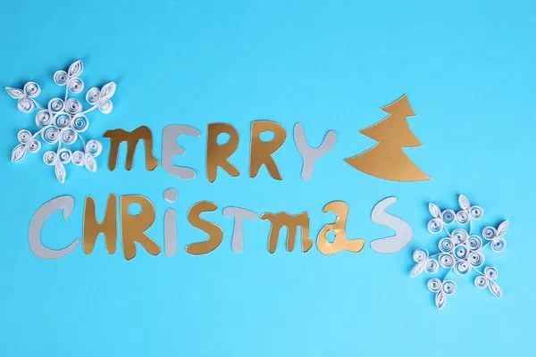 Merry Christmas lettering on grey background — Stock Photo, Image