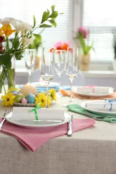 Beautiful holiday Easter table setting — Stock Photo, Image