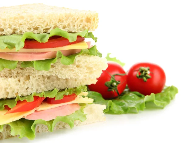 Fresh and tasty sandwiches isolated on white — Stock Photo, Image