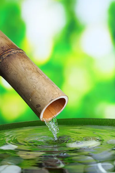 Spa still life with bamboo fountain, on bright background — Stock Photo, Image