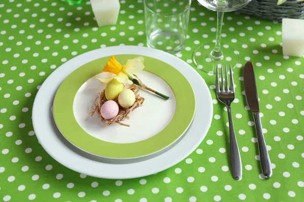 Beau décor de table de Pâques vacances — Photo