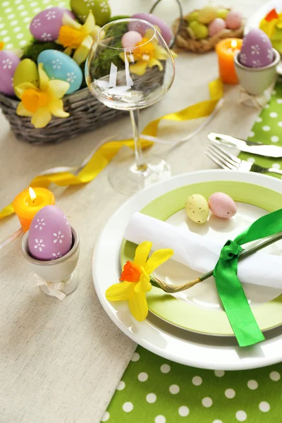 Beautiful holiday Easter table setting — Stock Photo, Image