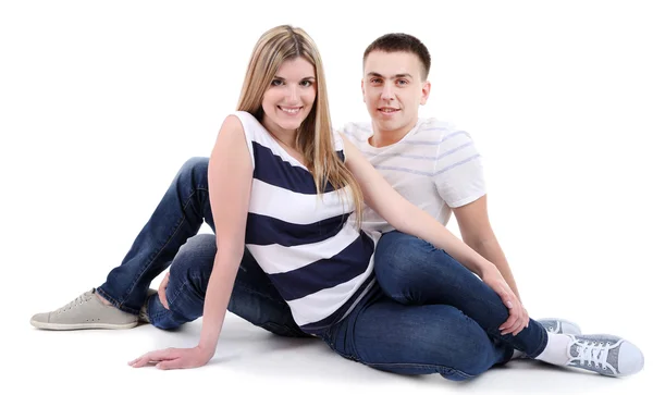 Loving couple isolated on white — Stock Photo, Image