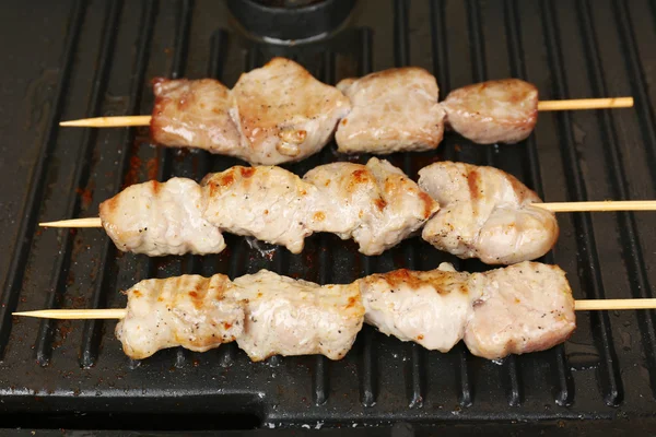 Pork kebab on grill close up — Stock Photo, Image